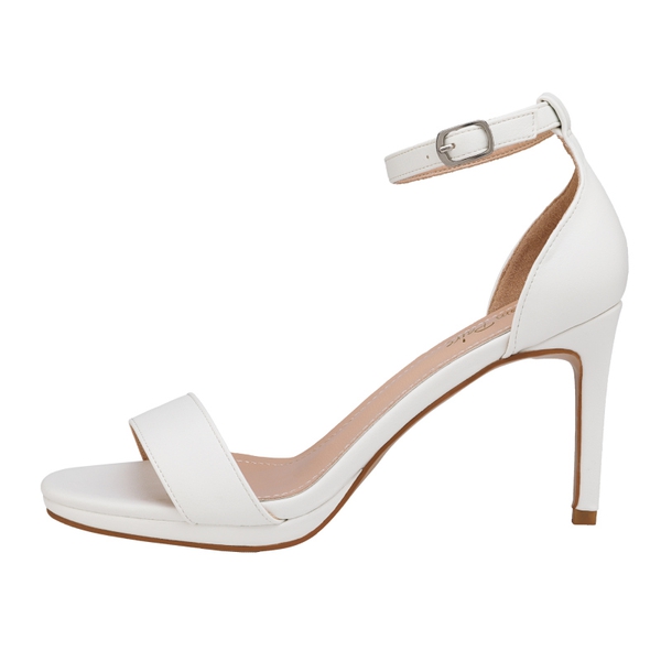 High Heel Pump Sandals - WHITE PU - 1